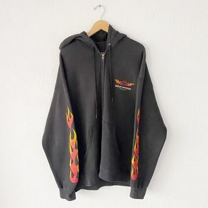 Vintage Harley Davidson Flame Zip Hoodie UQ9